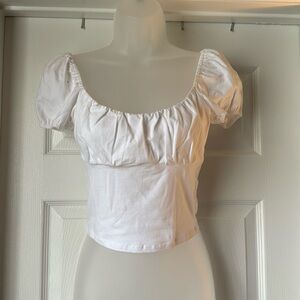 White Hollister Puff Sleeve Crop Top